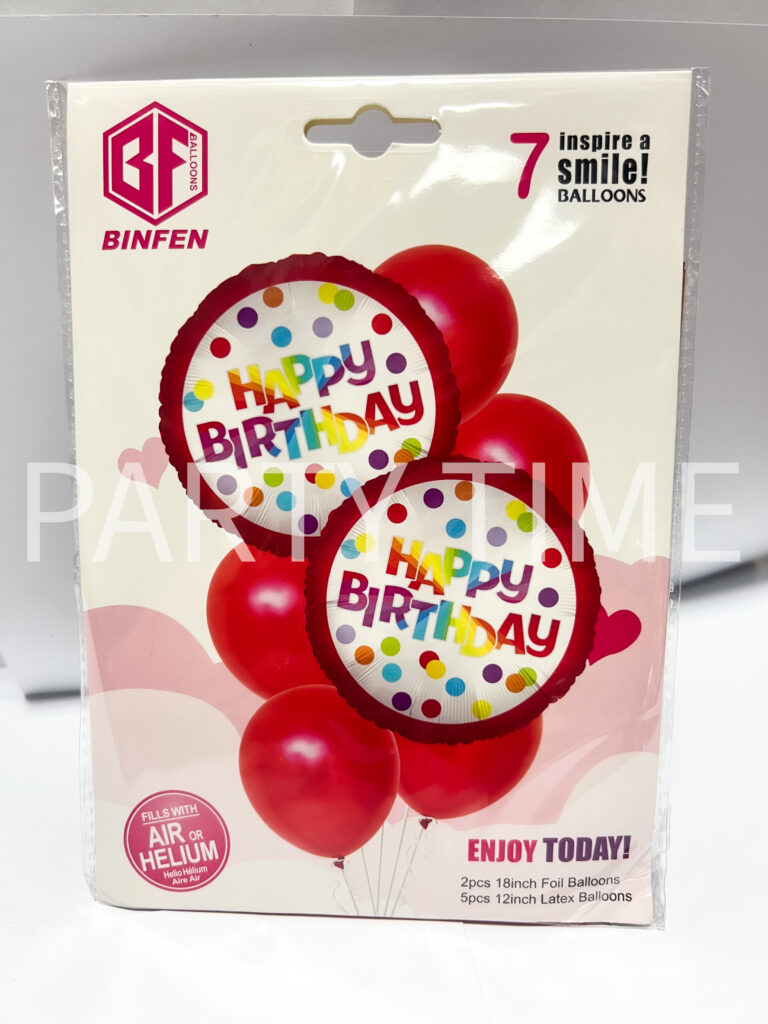 Комплект балони "Happy Birthday" - червено