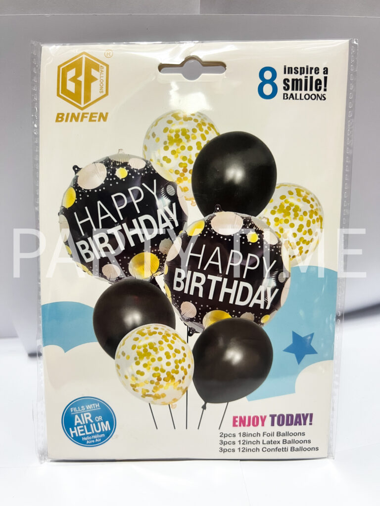 Комплект балони "Happy Birthday" - черно