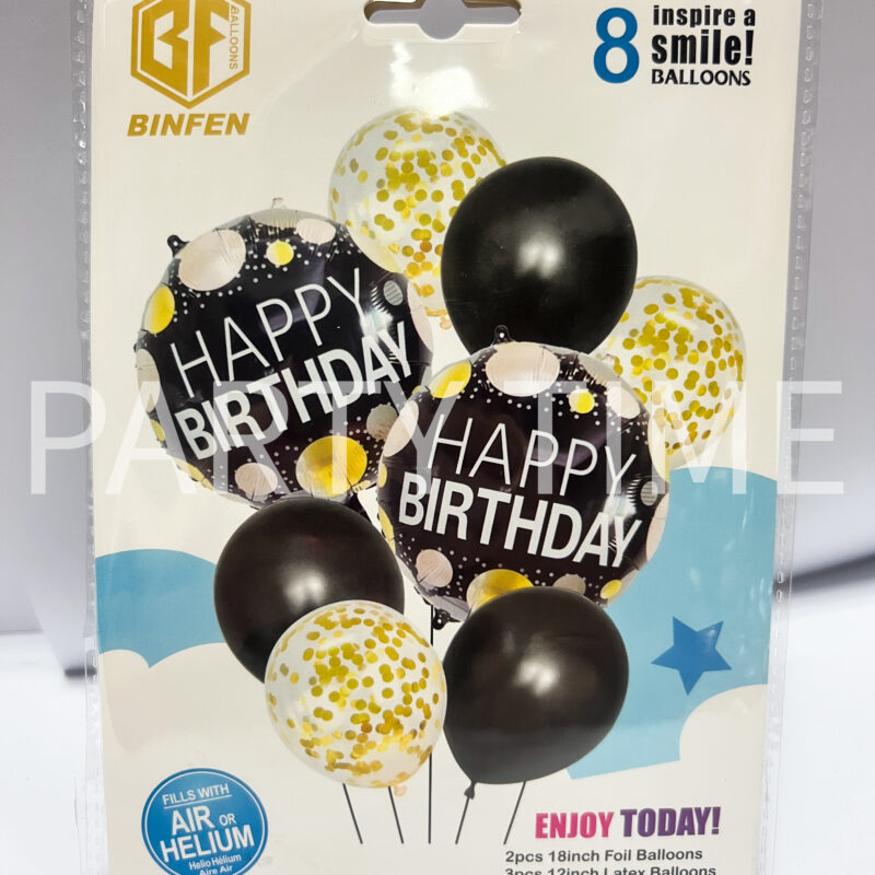 Комплект балони "Happy Birthday" - черно