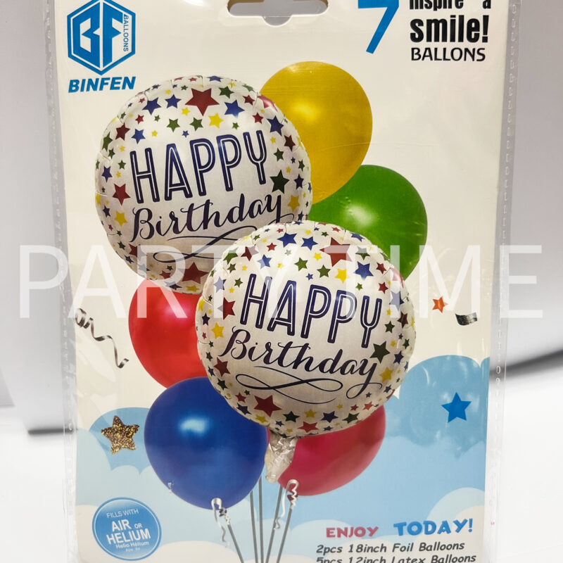 Комлект балони "Happy Birthday" - шарено