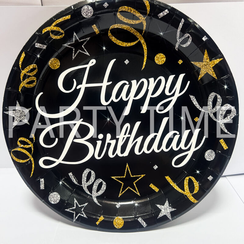 Чинийки "Happy Birthday" черно