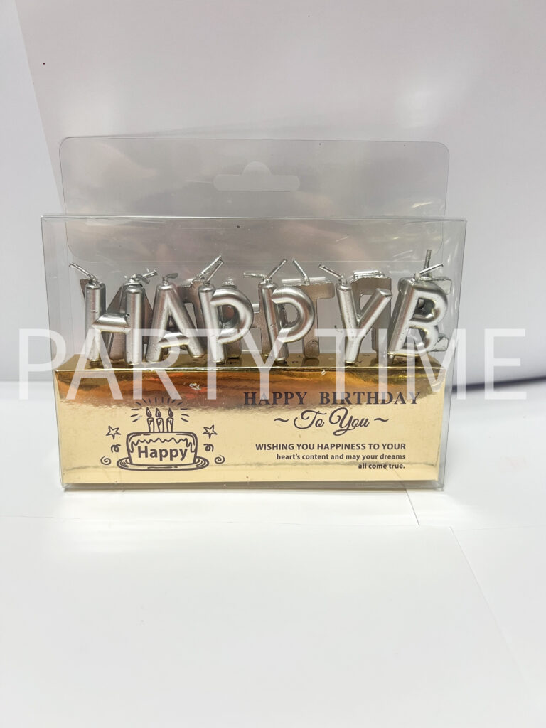 Свещи за торта “Happy Birthday “ сребристо