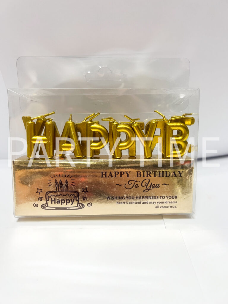 Свещи за торта “Happy Birthday “ златисти